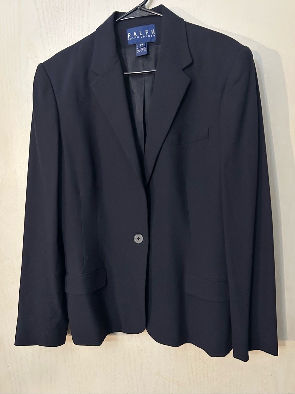 Vintage Ralph Lauren Wool Blend Blazer Women’s 14 Dark Navy Made in USA